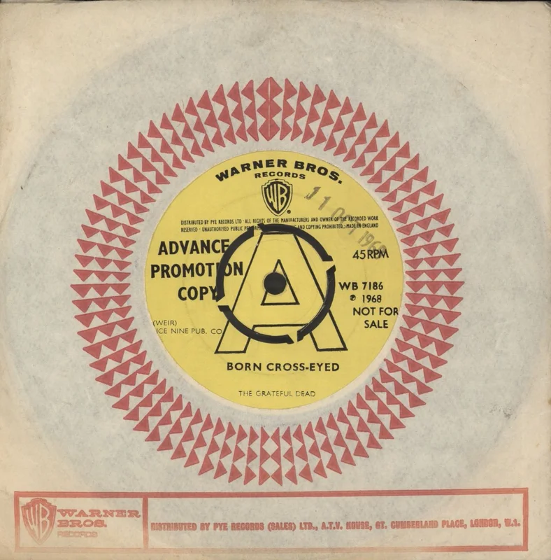 Grateful Dead Born Cross-Eyed UK Promo 7" vinyl