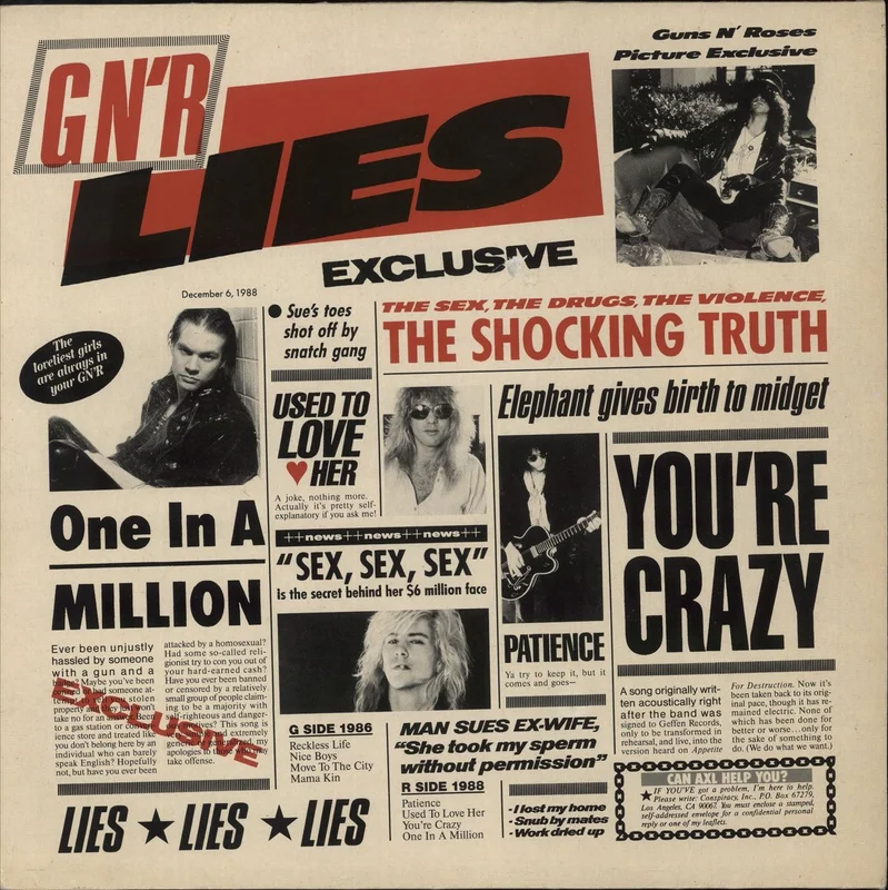 Guns N Roses GN'R Lies - 2nd - VG German Vinyl LP