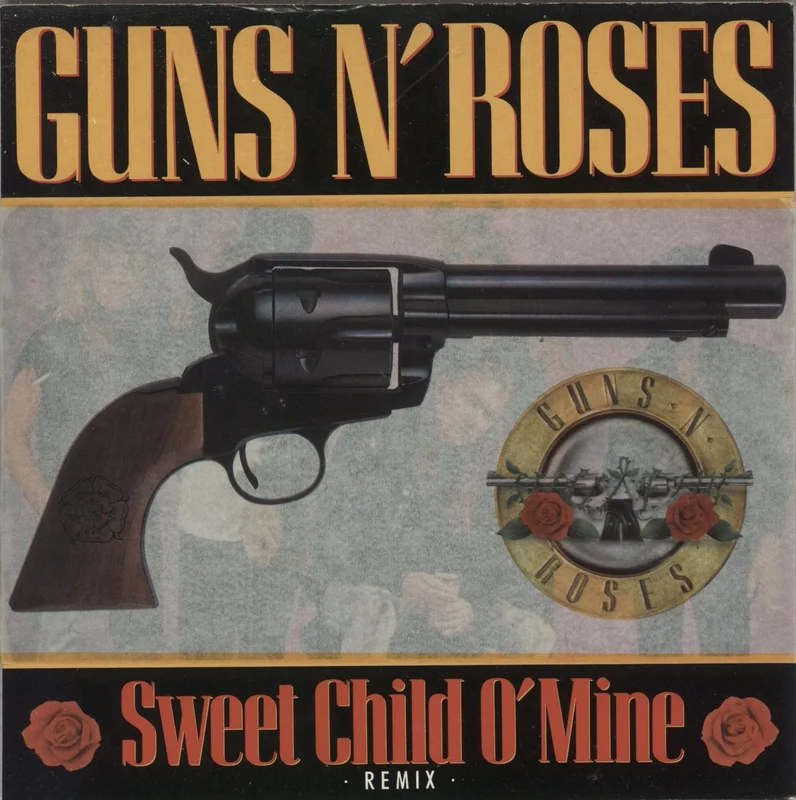 Guns N Roses Sweet Child O' Mine + Sticker UK 7" vinyl