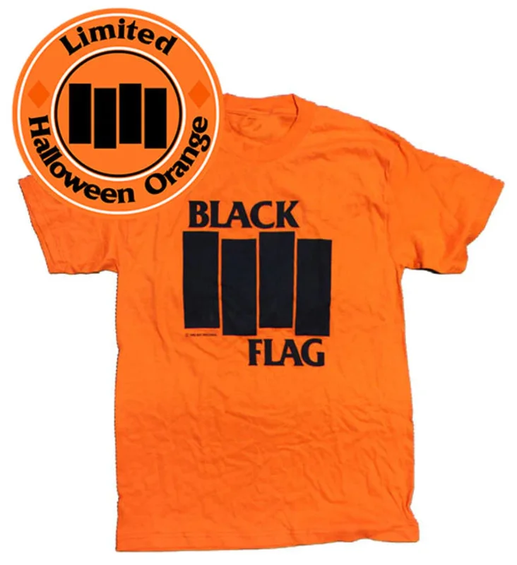 Halloween Black Flag T-Shirt - The Bars and Logo on an Orange Shirt Orange
