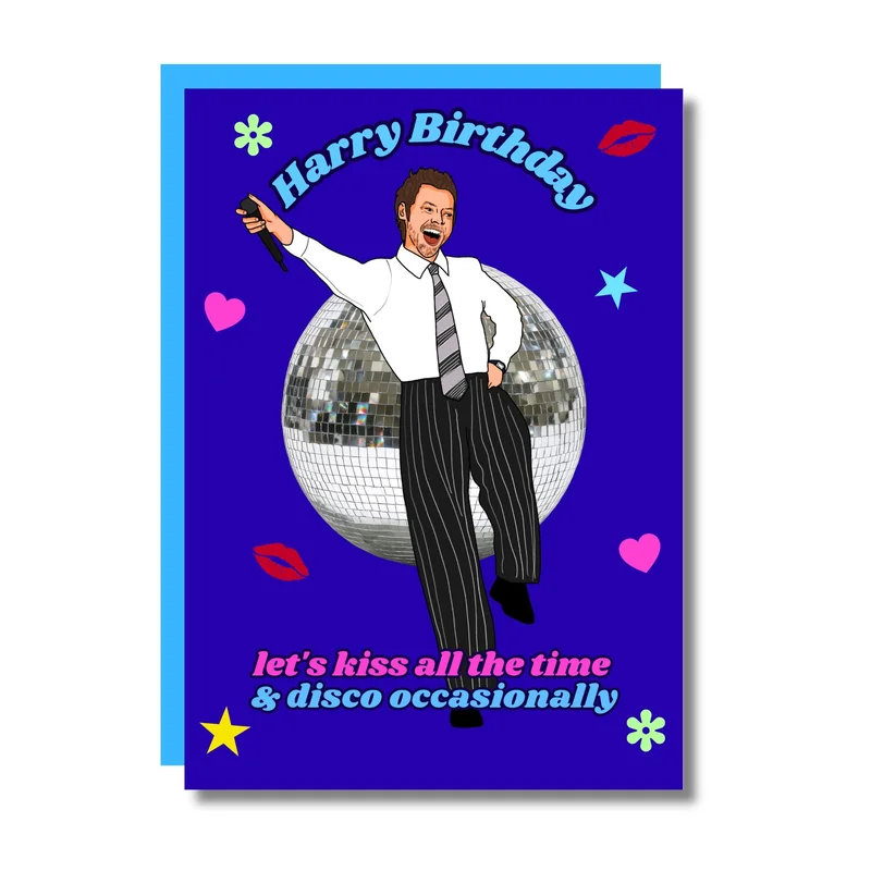 Harry Styles Kiss/Disco Birthday Card