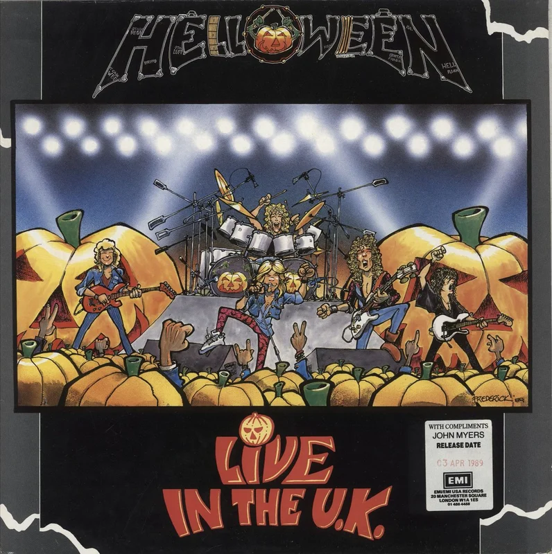 Helloween Live In The UK - Two Promo Stickers UK Vinyl LP
