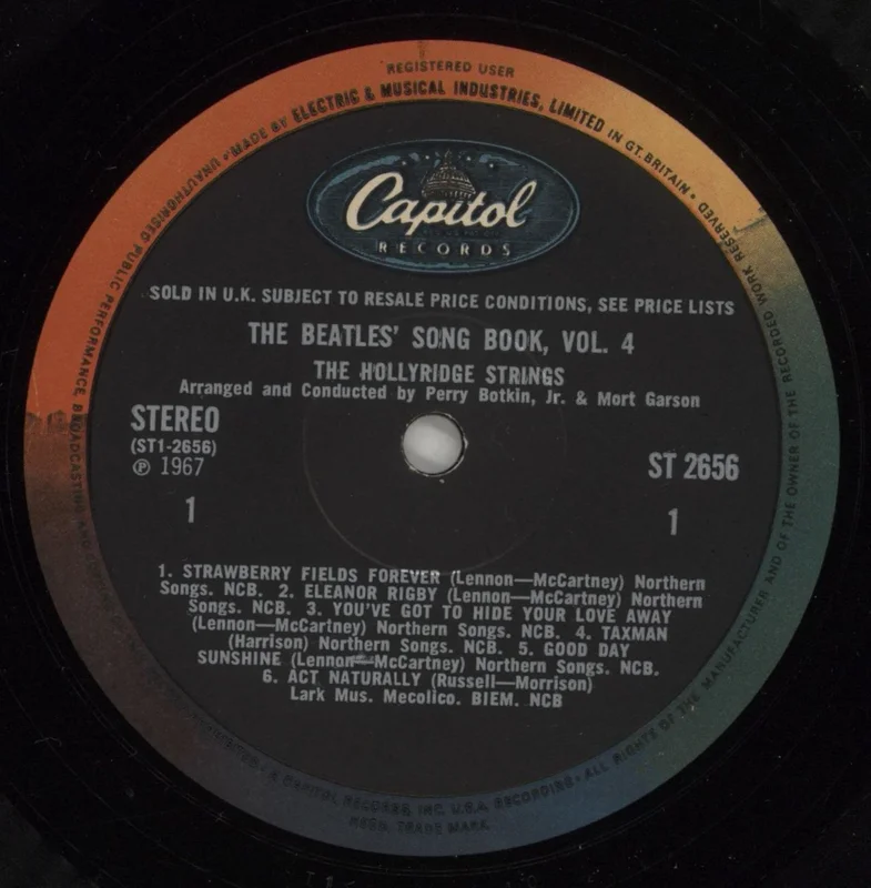 Hollyridge Strings The Beatles Songbook Vol.4 - Orig Rainbow Label UK Vinyl LP