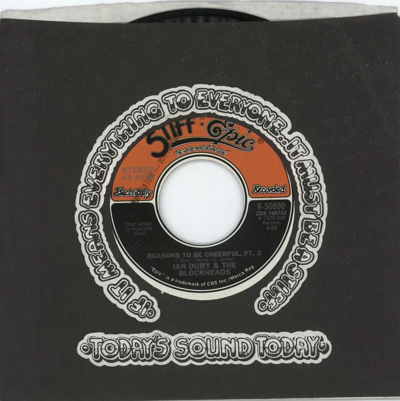 Ian Dury Reasons To Be Cheerful Pt. 3 - Demo Stamped Canadian 7" vinyl
