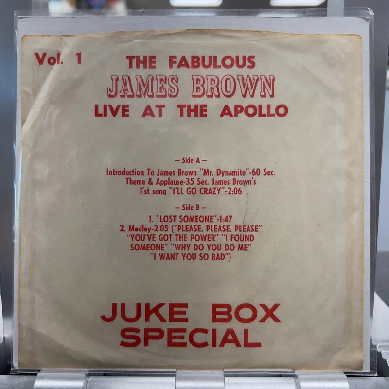 James Brown - Live At The Apollo Vol. 1 - 7" Jukebox EP