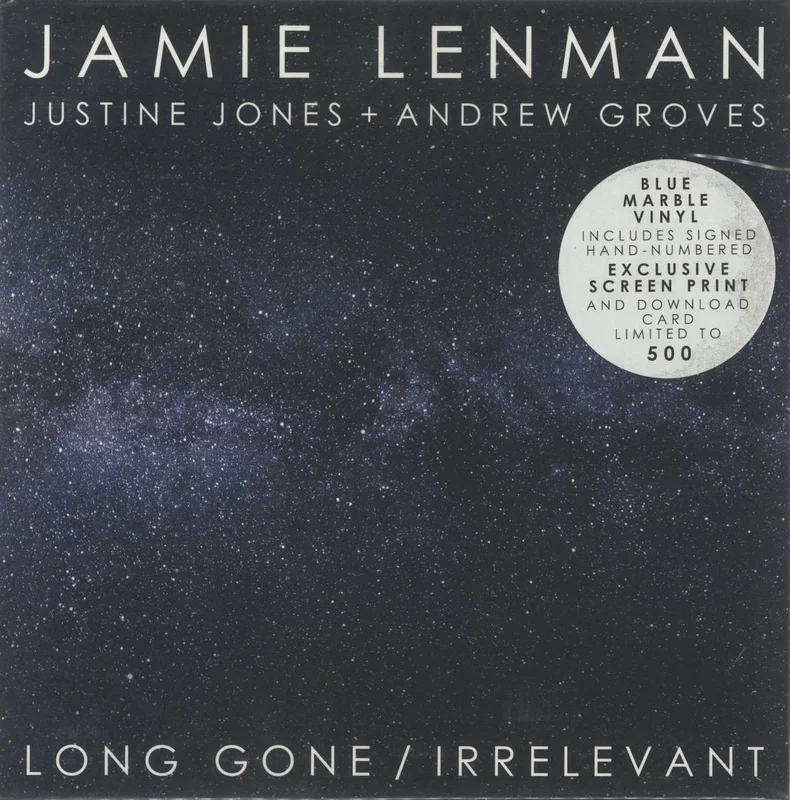 Jamie Lenman Long Gone / Irrelevant - Translucent Dark Blue Vinyl - Autographed Print UK 7" vinyl
