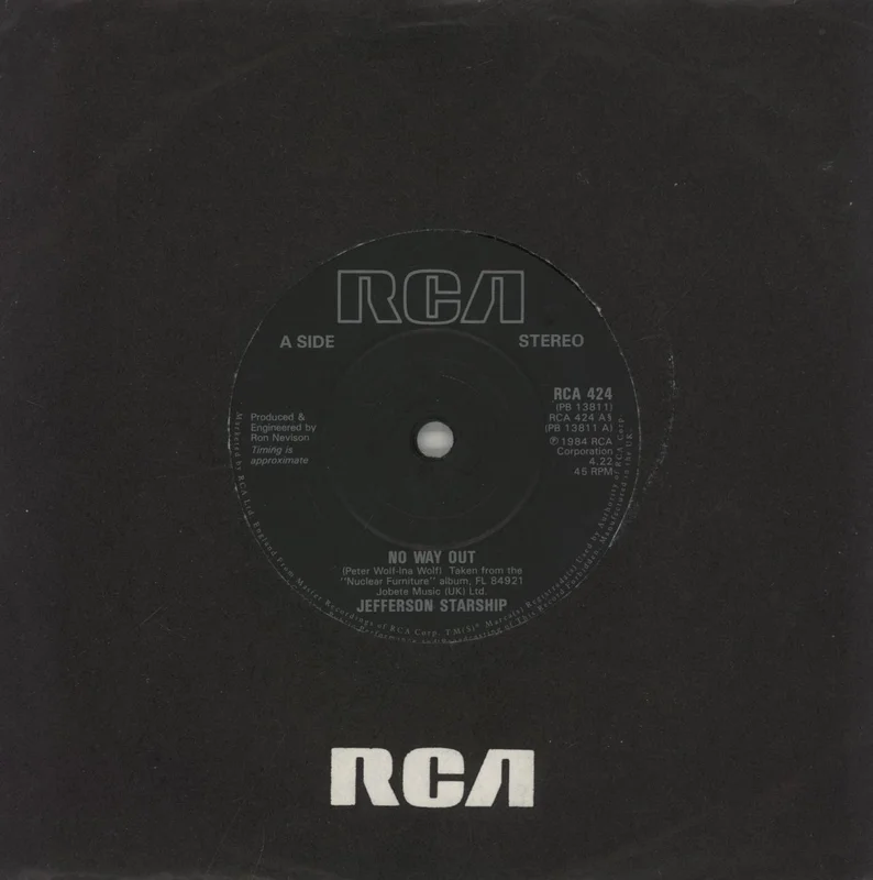 Jefferson Starship No Way Out UK 7" vinyl
