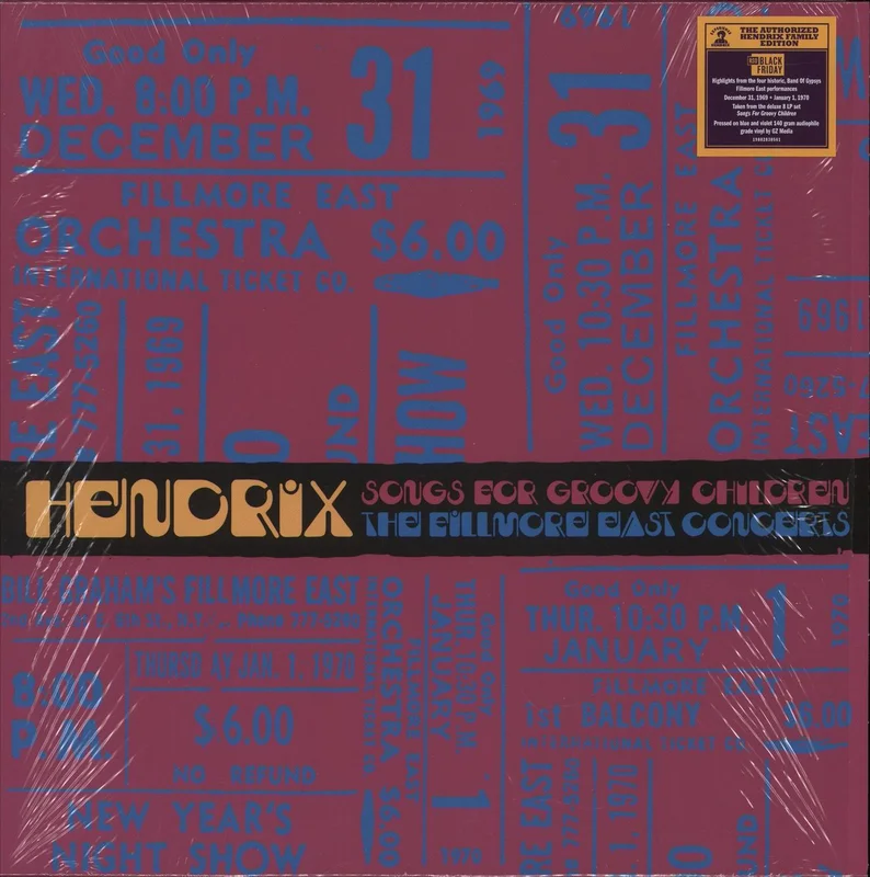 Jimi Hendrix Songs For Groovy Children: The Fillmore East Concerts - Blue & Violet Swirl + Opened Shrink UK Vinyl LP