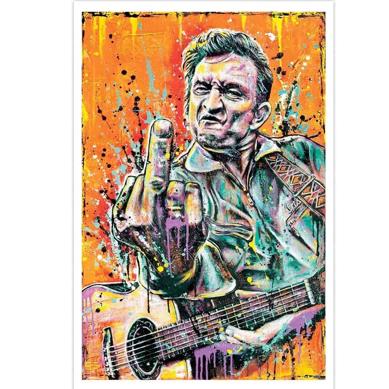 Johnny Cash Finger Art Print