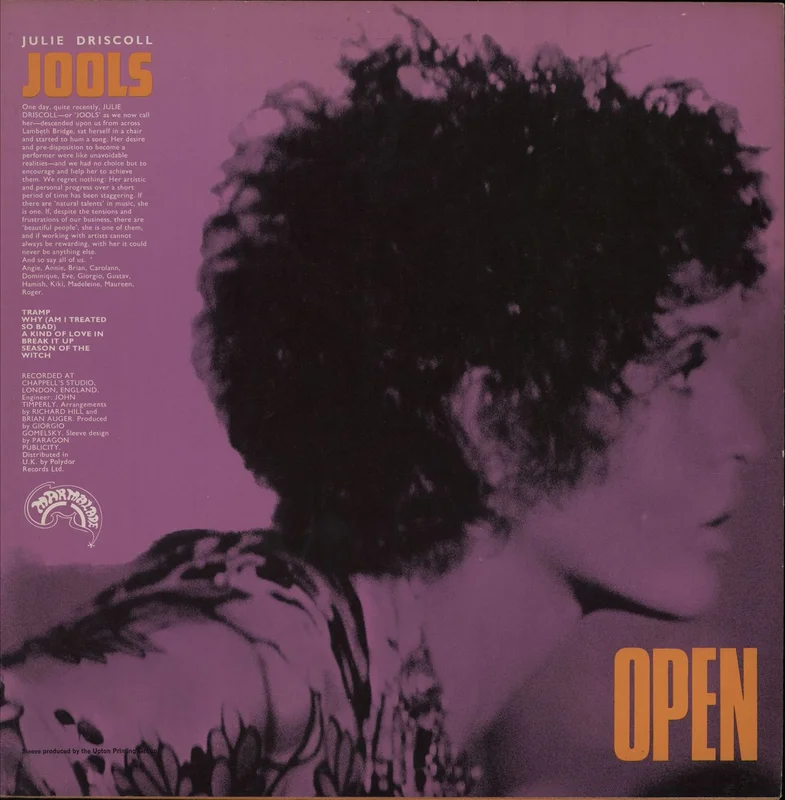 Julie Driscoll & Brian Auger Open + Insert - Ex UK Vinyl LP