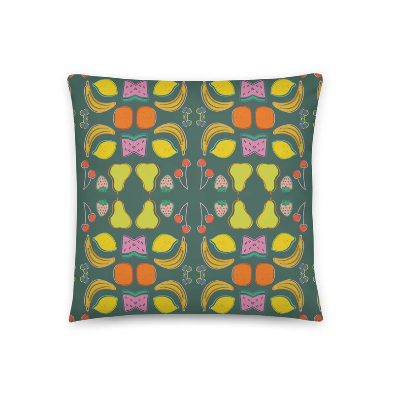 Just Because Fruits Throw Pillow (Green)