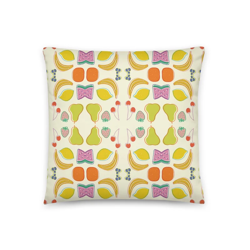 Just Because Fruits Throw Pillow (White)