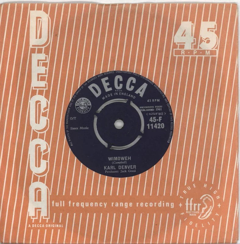 Karl Denver Wimoweh UK 7" vinyl