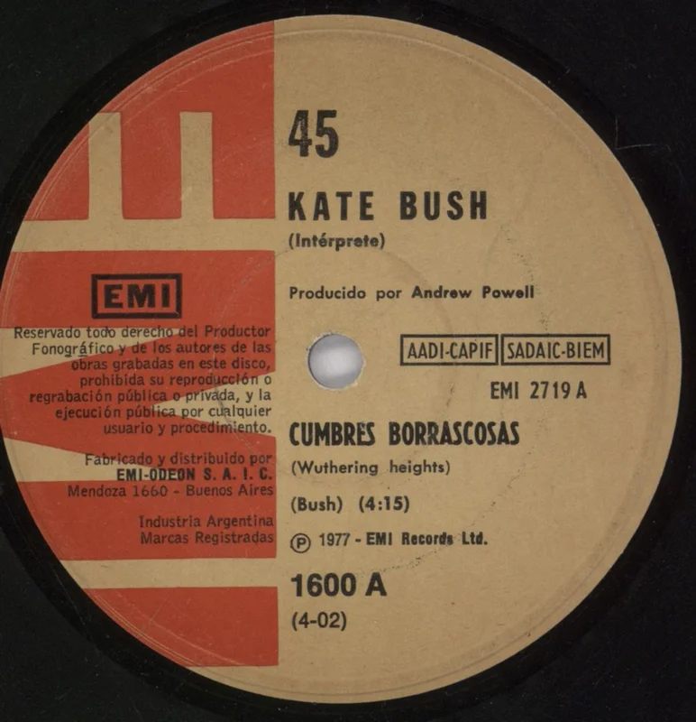 Kate Bush Cumbres Borrascosas Argentinean 7" vinyl