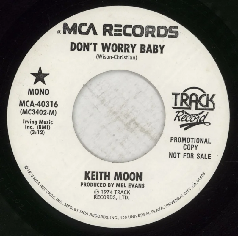 Keith Moon Don't Worry Baby US Promo 7" vinyl