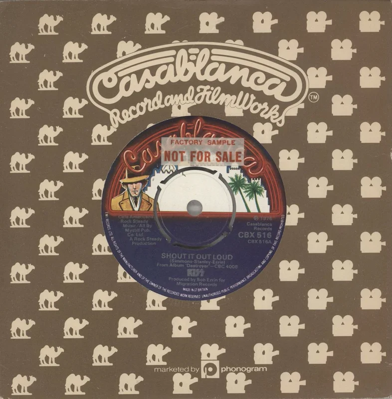 Kiss Shout It Out Loud - Factory Sample Stickered UK Promo 7" vinyl