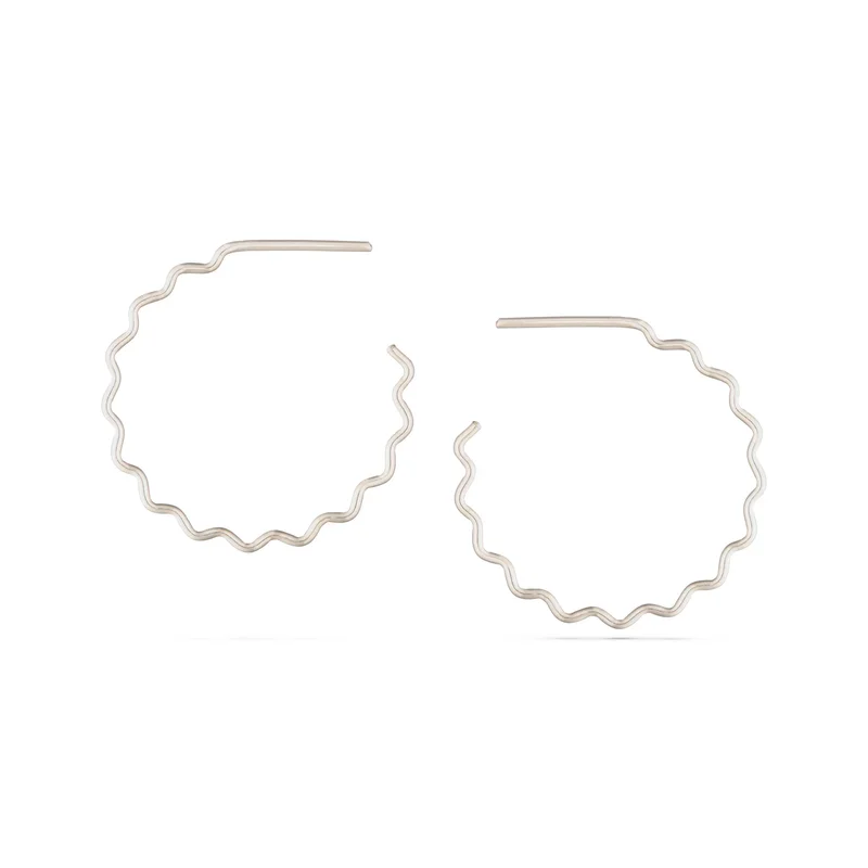 Large Krinkle Hoops in Silver