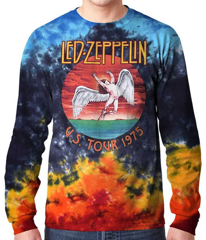 Led Zeppelin US Tour 1975 Long-Sleeve Tie-Dye T-shirt