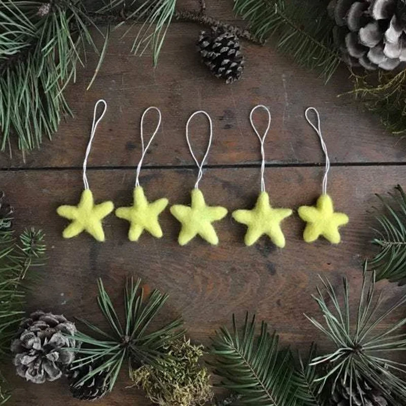 Lemon Felted Wool Star Ornament