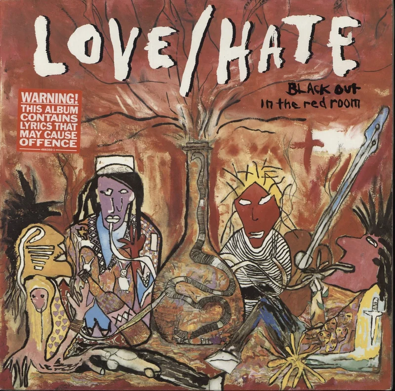 Love/Hate Black Out In The Red Room - Warning Sticker - VG UK Vinyl LP