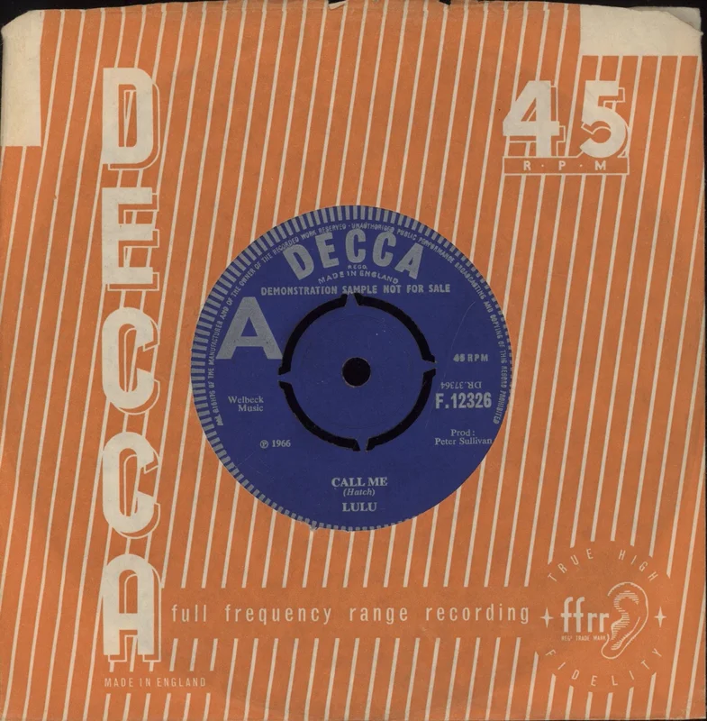 Lulu Call Me - 'A-label' UK Promo 7" vinyl