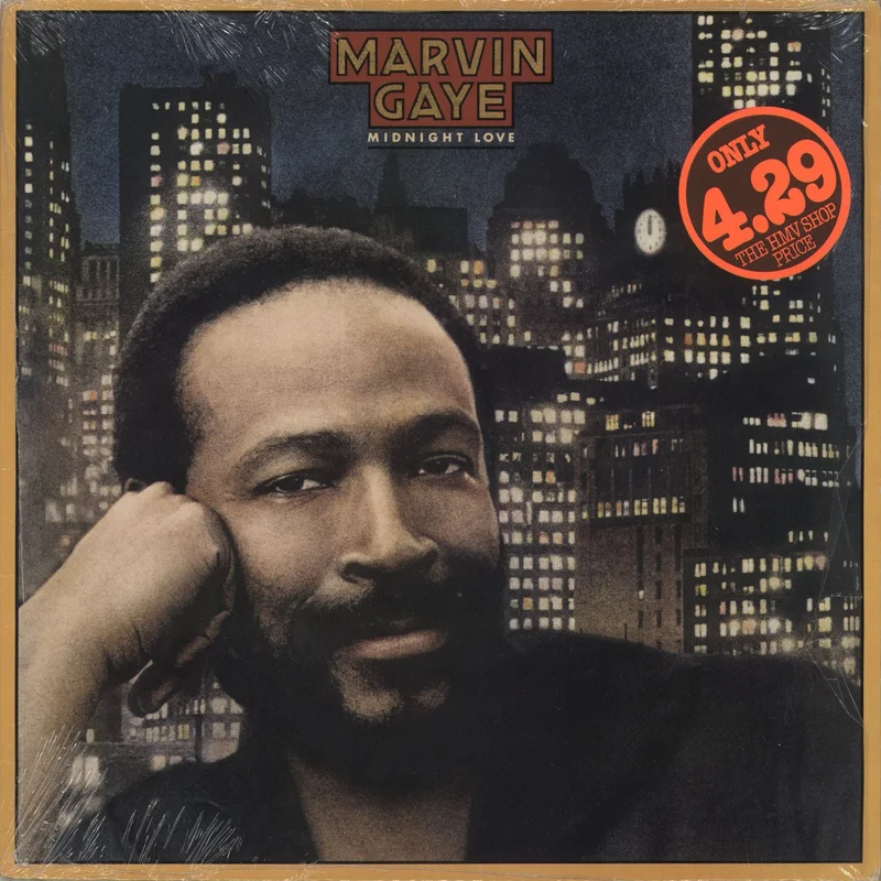 Marvin Gaye Midnight Love - Opened Shrink with Store Price sticker UK Vinyl LP