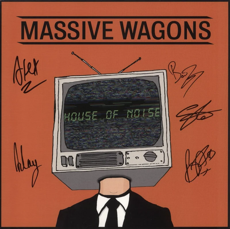Massive Wagons House Of Noise - Orange Vinyl - Fully Autographed - EX UK Vinyl LP