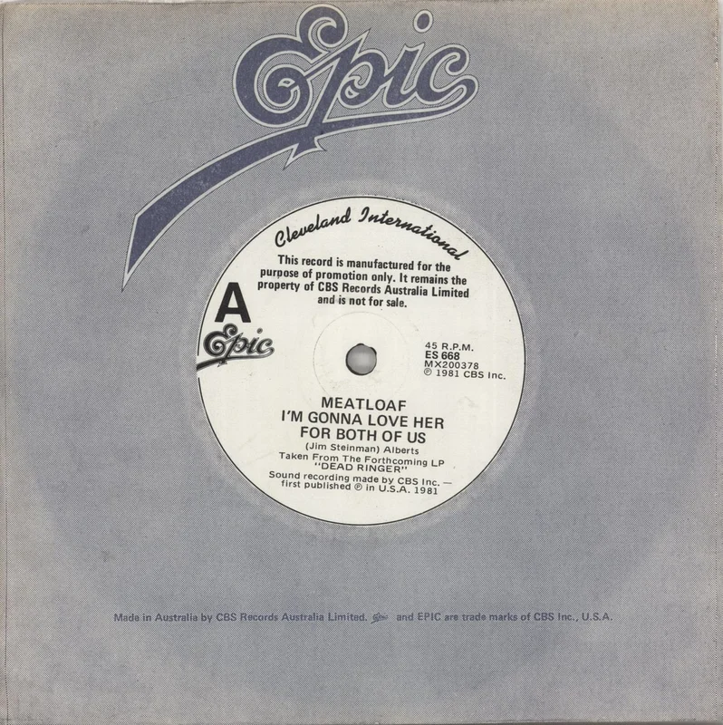 Meat Loaf I'm Gonna Lover Her For Both Of Us Australian Promo 7" vinyl