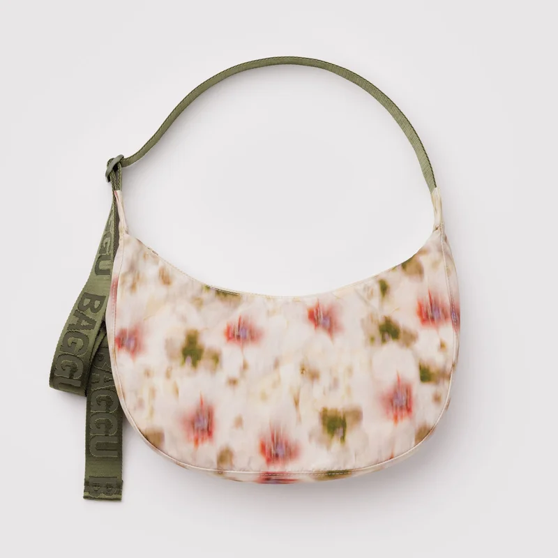 Medium Nylon Crescent Bag French Blue