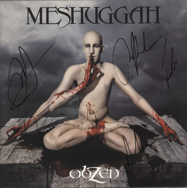 Meshuggah Obzen - 15th Anniversary Edition - Clear, White & Blue Splatter - Autographed UK 2-LP vinyl set