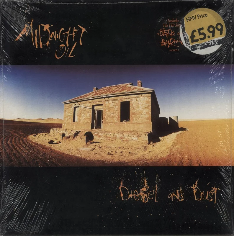 Midnight Oil Diesel And Dust - Hype Sticker - shrink UK Vinyl LP