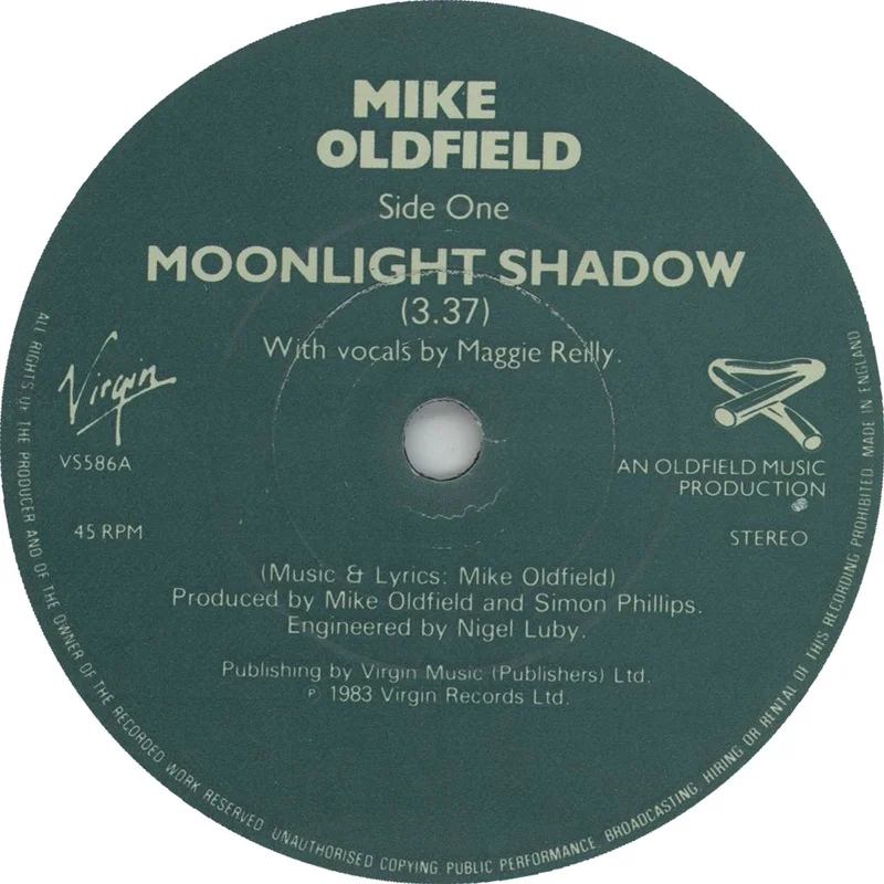 Mike Oldfield Moonlight Shadow UK 7" vinyl