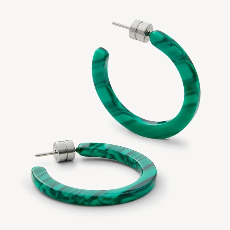 Mini Hoops in Malachite