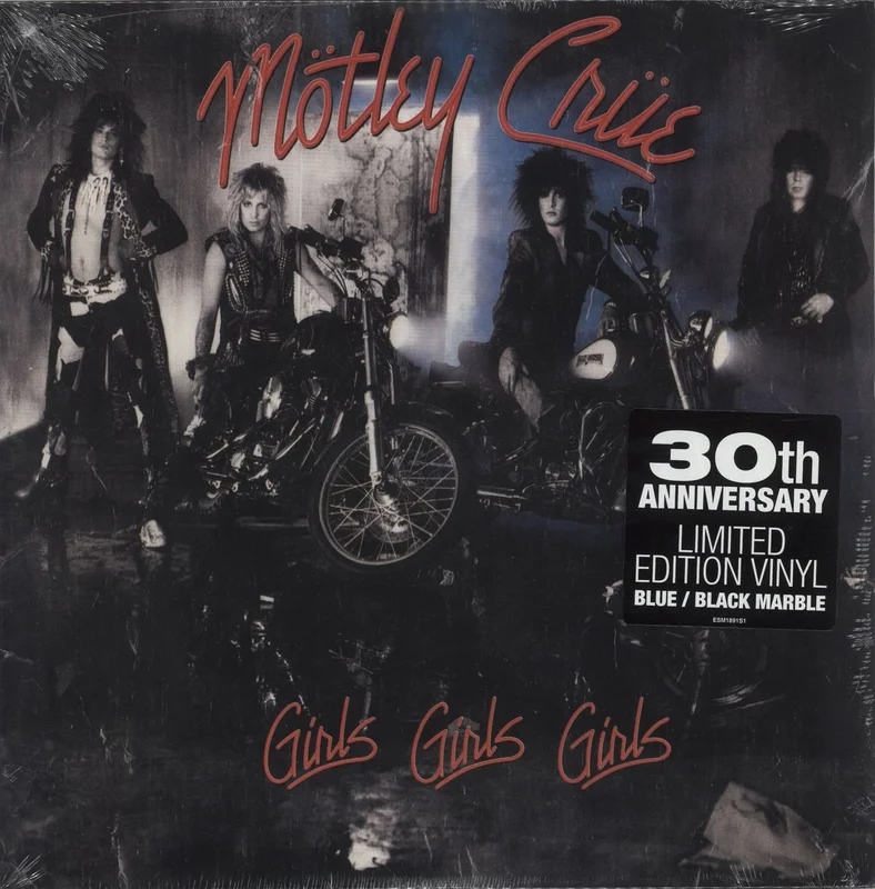 Motley Crue Girls Girls Girls - 30th Anniversary Edition - Blue / Black Vinyl - Sealed US Vinyl LP
