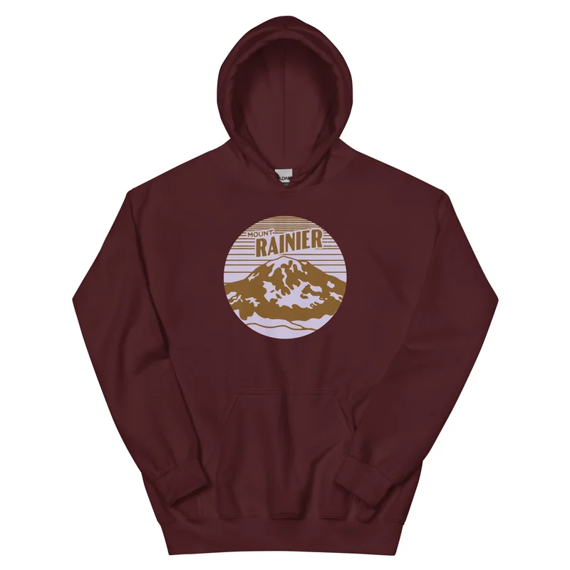 Mount Rainier Unisex Hoodie Maroon