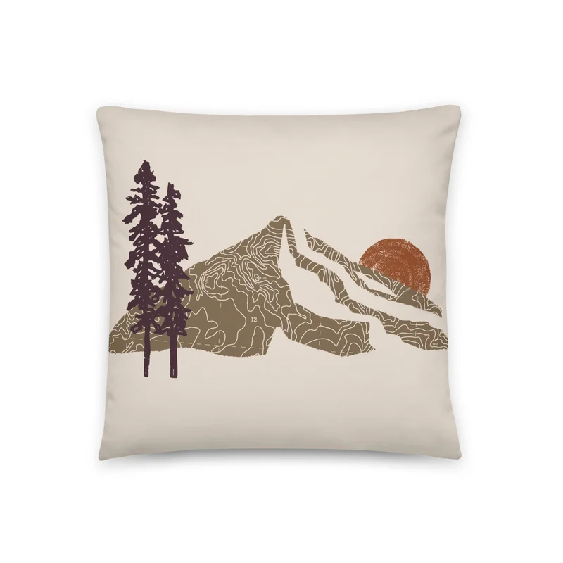 Mountain Topo Throw Pillow (Natural)