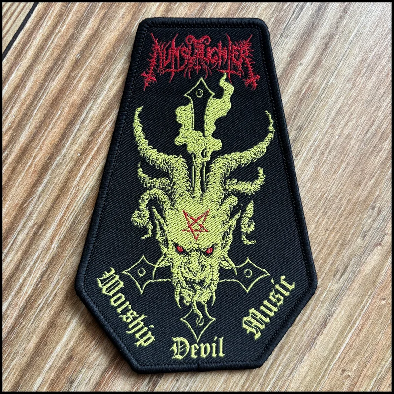 NUNSLAUGHTER: official deluxe/limited WORSHIP DEVIL MUSIC patch Black border patch