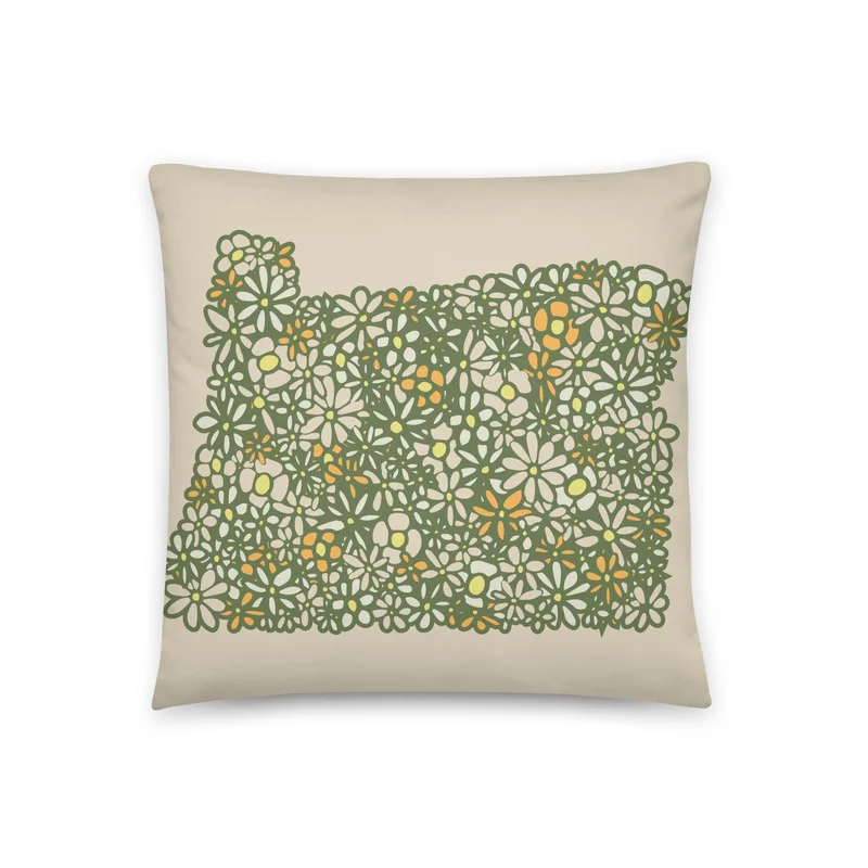 OR Blossoms Throw Pillow (Natural)