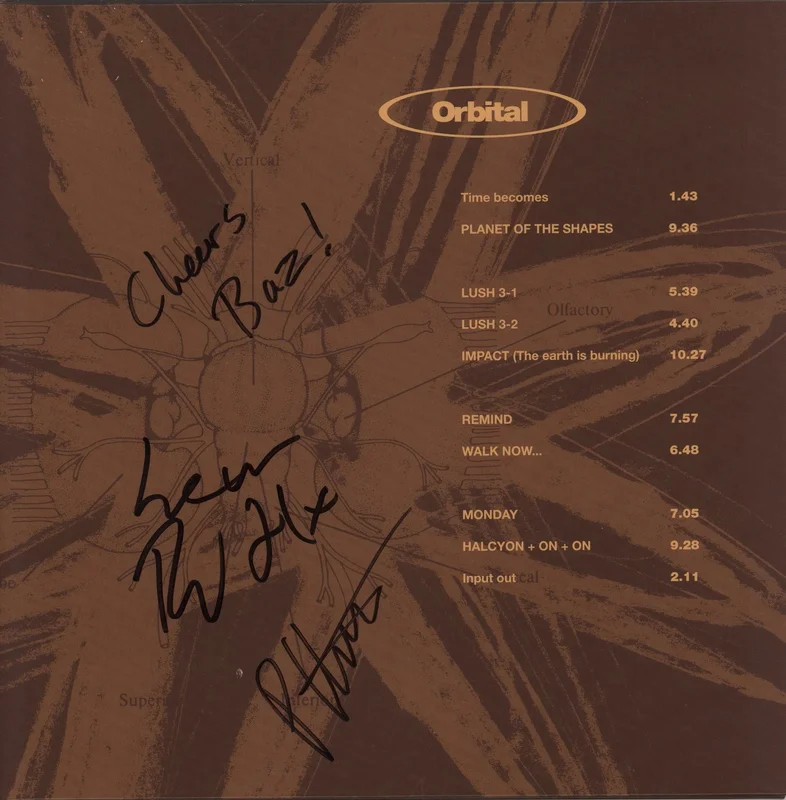 Orbital Orbital [The Brown Album] - Brown and Orange Vinyl - Autographed UK 2-LP vinyl set
