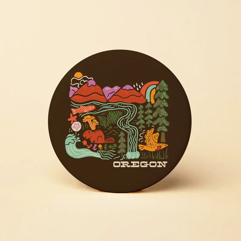 Oregon Adventures Round Magnet