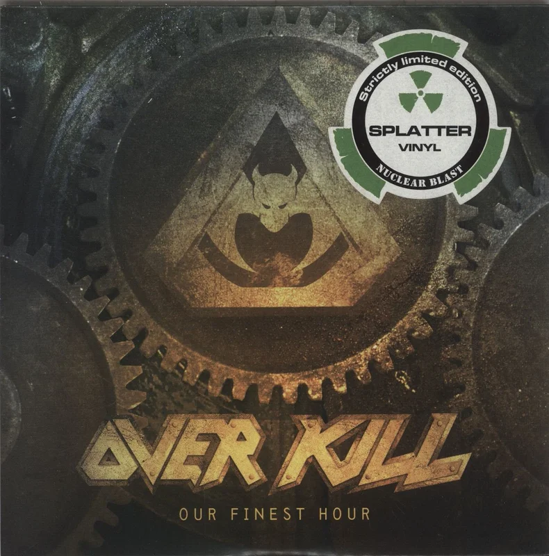 Overkill Our Finest Hour - Clear & Black Splatter Vinyl German 7" vinyl