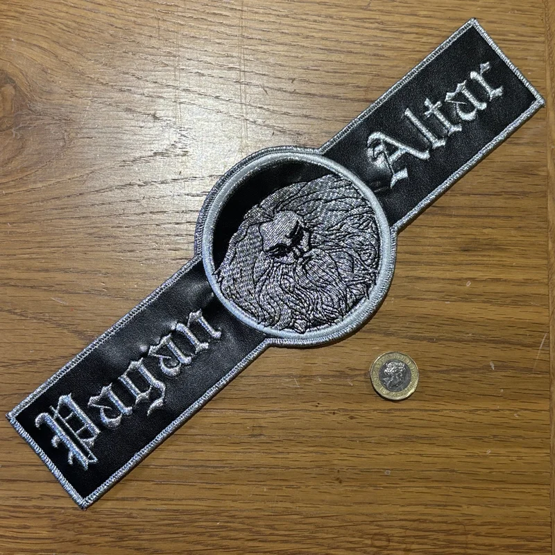 PAGAN ALTAR: official limited leather back patch Silver border