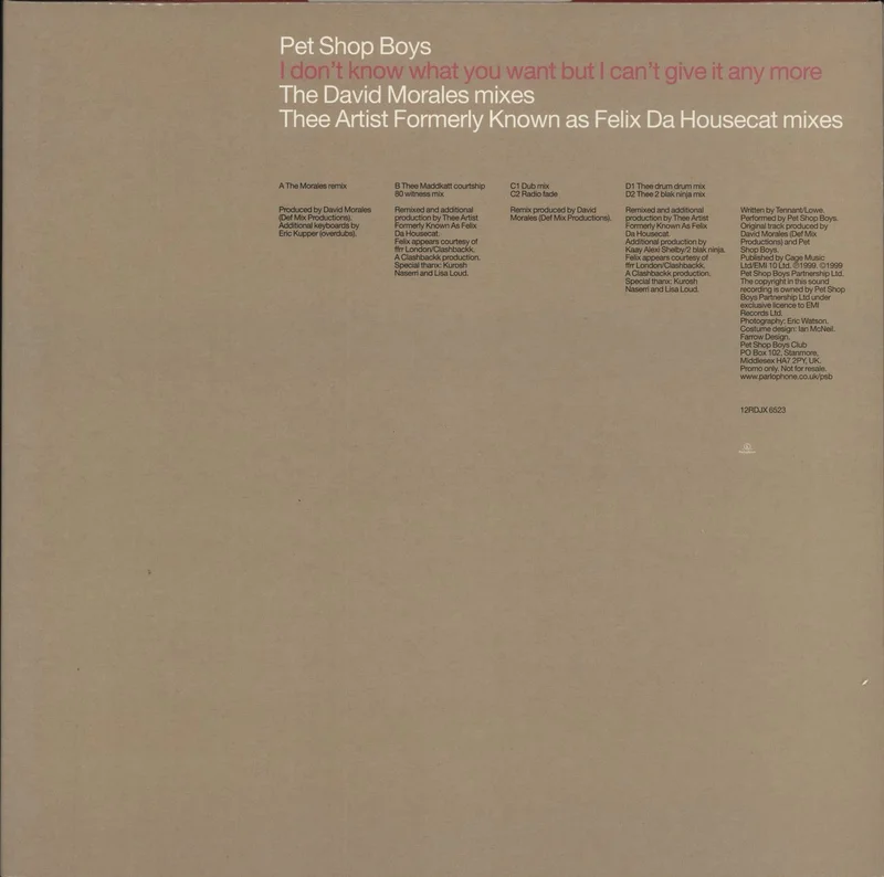 Pet Shop Boys I Don't Know What You Want But I Can't Give It Any More UK Promo 12" vinyl