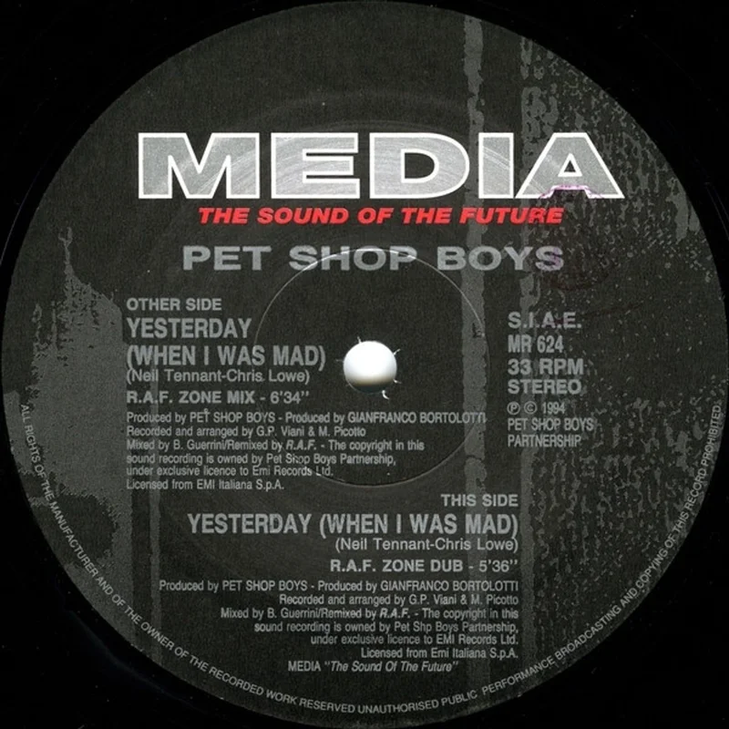 Pet Shop Boys Yesterday When I Was Mad Italian 12" vinyl