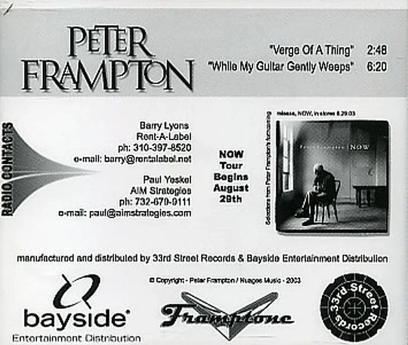 Peter Frampton Verge Of A Thing US Promo CD single