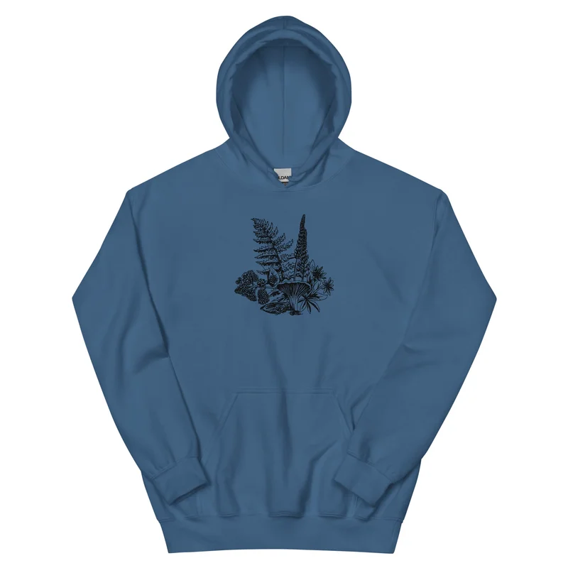 PNW Botanicals Unisex Hoodie Indigo Blue
