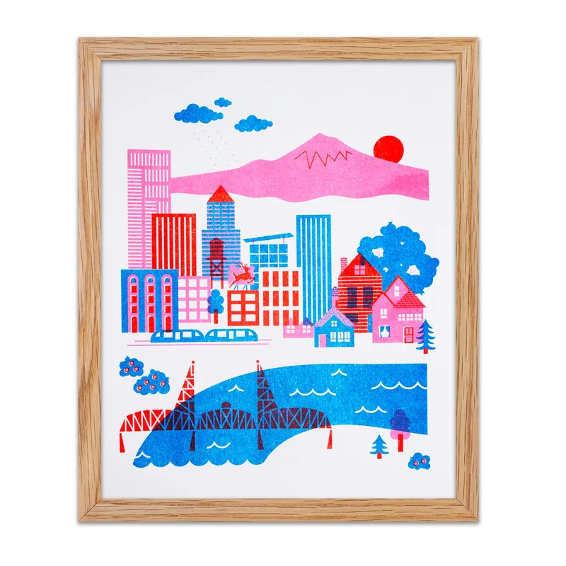 Portland Cityscape Riso Print
