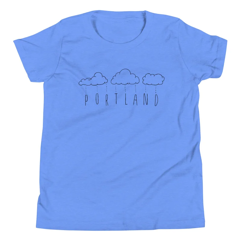 Portland Cloud Youth Tee Heather Columbia Blue