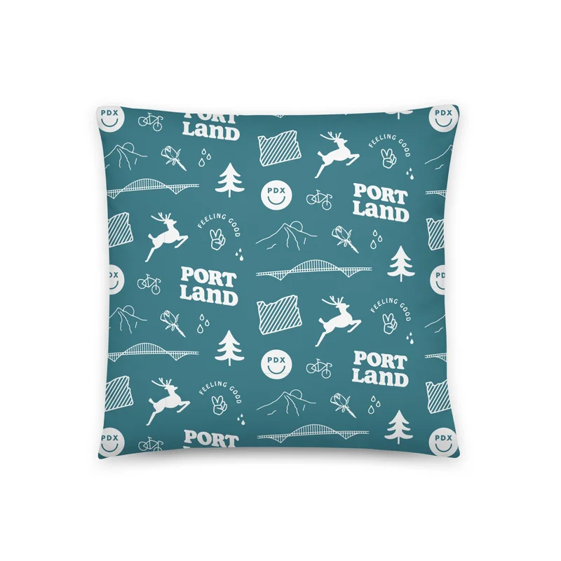 Portland Patterns Throw Pillow (Blue)