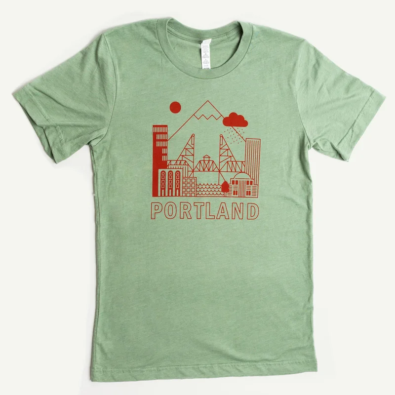 Portland Skyline Unisex Shirt (Heather Sage)